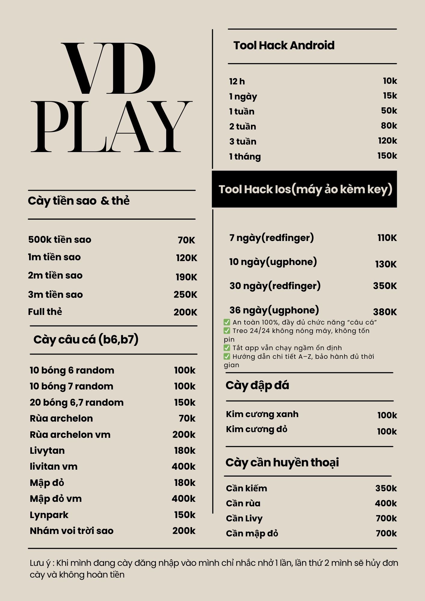 Bảng giá cày thuê